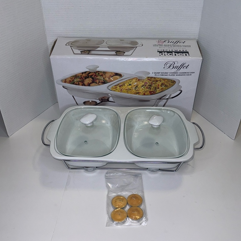 NWT Buffet Warner Covered Porcelain Baket With Warner Stand New